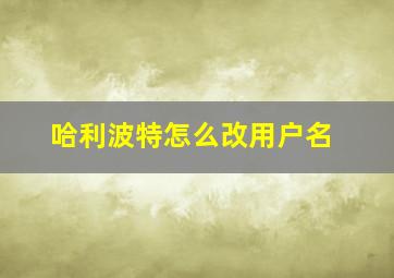 哈利波特怎么改用户名