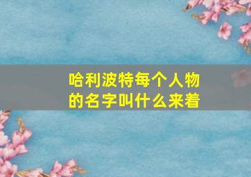 哈利波特每个人物的名字叫什么来着