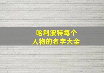 哈利波特每个人物的名字大全