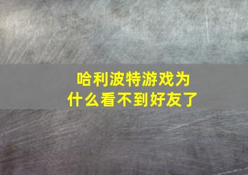 哈利波特游戏为什么看不到好友了