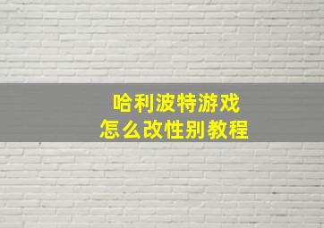 哈利波特游戏怎么改性别教程