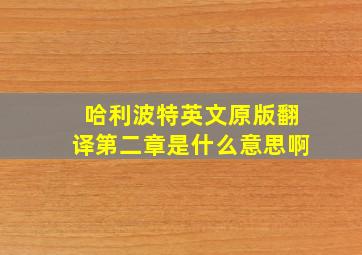 哈利波特英文原版翻译第二章是什么意思啊