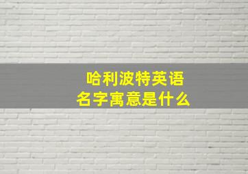 哈利波特英语名字寓意是什么