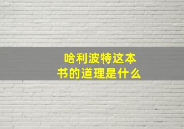 哈利波特这本书的道理是什么