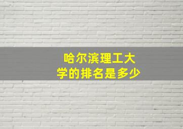 哈尔滨理工大学的排名是多少