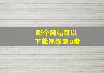 哪个网站可以下载视频到u盘