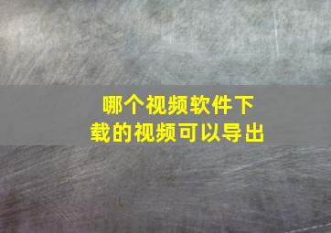 哪个视频软件下载的视频可以导出