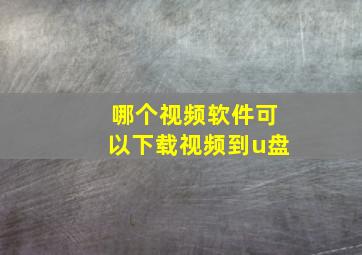 哪个视频软件可以下载视频到u盘