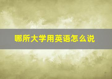 哪所大学用英语怎么说