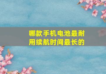 哪款手机电池最耐用续航时间最长的