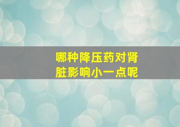 哪种降压药对肾脏影响小一点呢