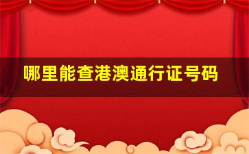 哪里能查港澳通行证号码