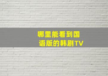 哪里能看到国语版的韩剧TV