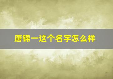 唐锦一这个名字怎么样