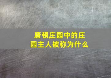 唐顿庄园中的庄园主人被称为什么