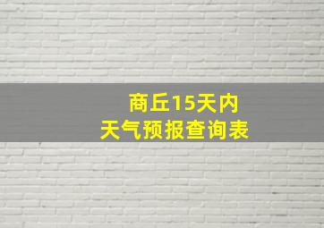 商丘15天内天气预报查询表