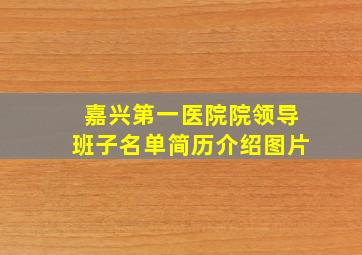 嘉兴第一医院院领导班子名单简历介绍图片