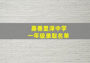 嘉善里泽中学一年级录取名单