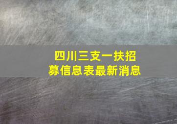 四川三支一扶招募信息表最新消息