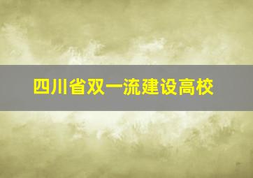 四川省双一流建设高校