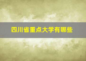 四川省重点大学有哪些