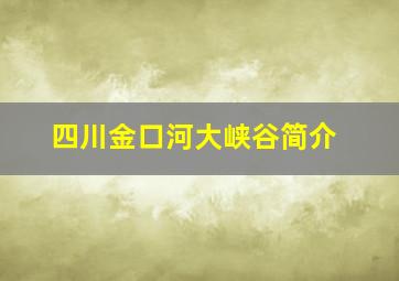 四川金口河大峡谷简介