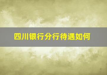 四川银行分行待遇如何