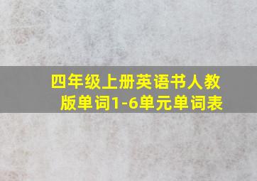 四年级上册英语书人教版单词1-6单元单词表