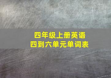 四年级上册英语四到六单元单词表