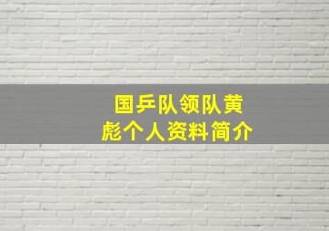 国乒队领队黄彪个人资料简介