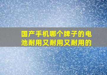 国产手机哪个牌子的电池耐用又耐用又耐用的