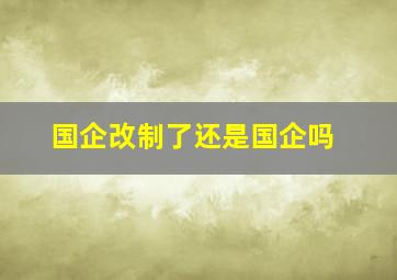 国企改制了还是国企吗