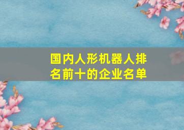 国内人形机器人排名前十的企业名单