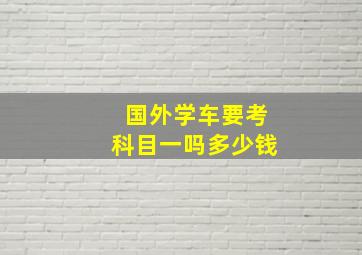 国外学车要考科目一吗多少钱