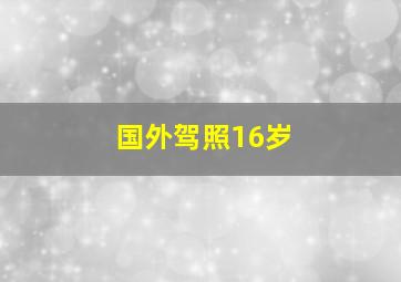 国外驾照16岁