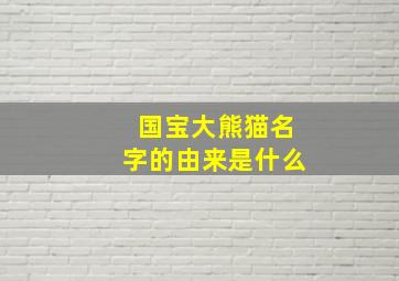 国宝大熊猫名字的由来是什么