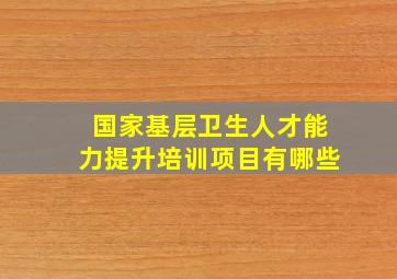 国家基层卫生人才能力提升培训项目有哪些