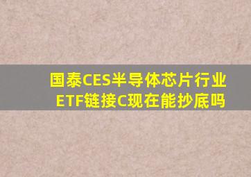 国泰CES半导体芯片行业ETF链接C现在能抄底吗