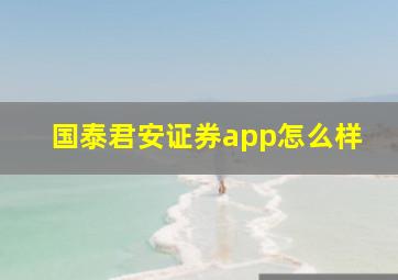 国泰君安证券app怎么样