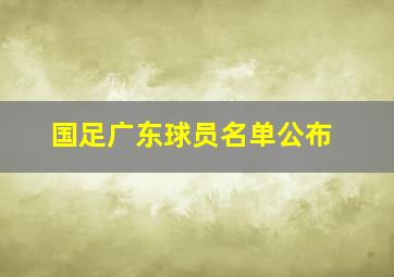 国足广东球员名单公布