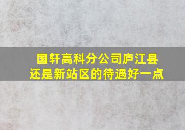 国轩高科分公司庐江县还是新站区的待遇好一点