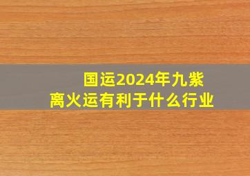 国运2024年九紫离火运有利于什么行业