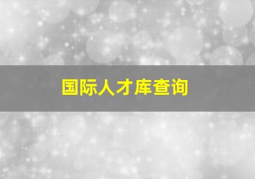 国际人才库查询