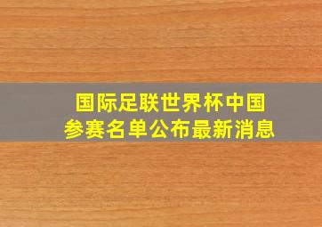 国际足联世界杯中国参赛名单公布最新消息