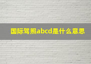 国际驾照abcd是什么意思