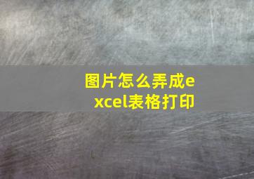 图片怎么弄成excel表格打印