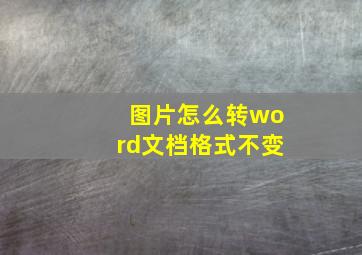 图片怎么转word文档格式不变