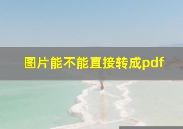 图片能不能直接转成pdf