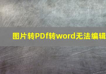 图片转PDf转word无法编辑