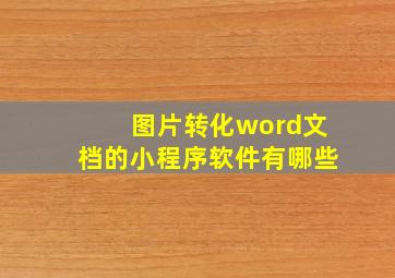 图片转化word文档的小程序软件有哪些